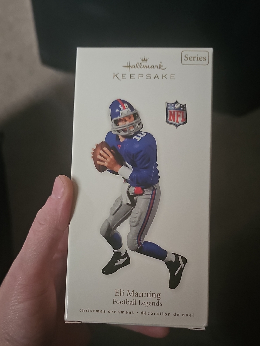 Hallmark Keepsake Blue & Gray Eli Manning Football Ornament